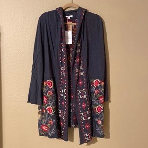 Embroidered Grey Cardigan